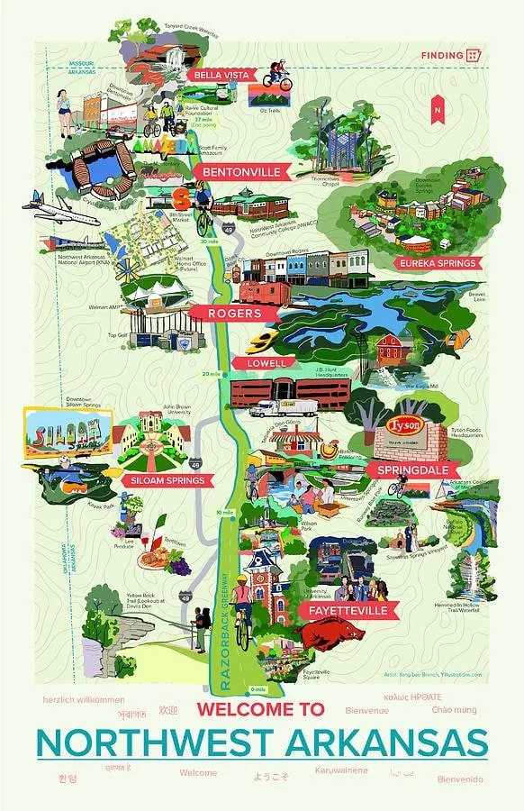 Illustrated Map of Northwest Arkansas
